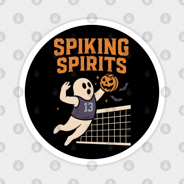 Spiking Spirits Volleyball Ghost Halloween Magnet by MakerMind8.2